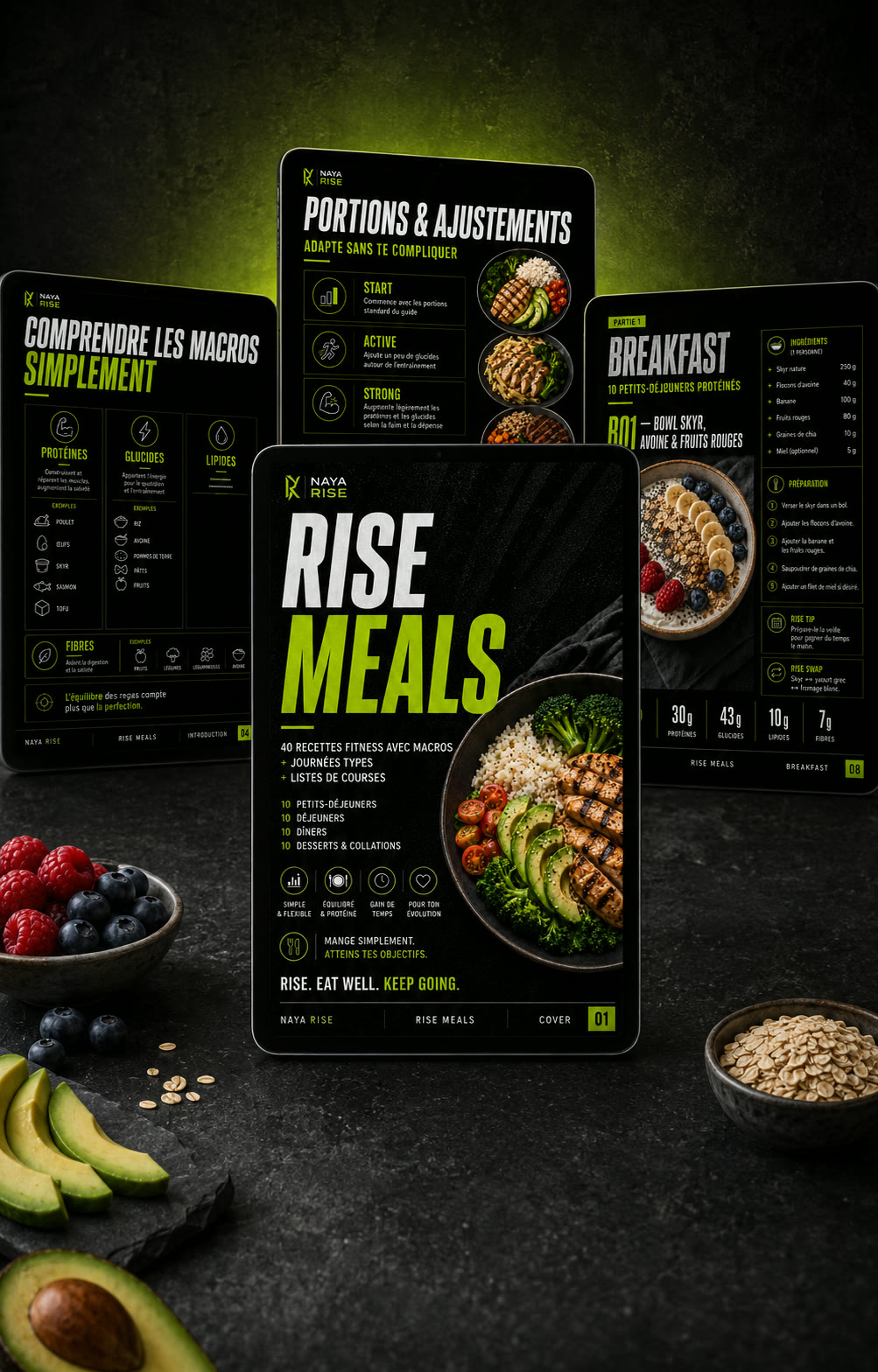 Aperçu du programme numérique THE RISE MEALS